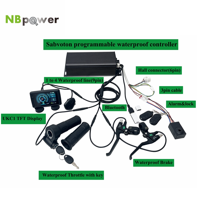 72V 5000W Hub Motor Kit - Programlanabilir Sabvoton SVMC 72V 80A 100A