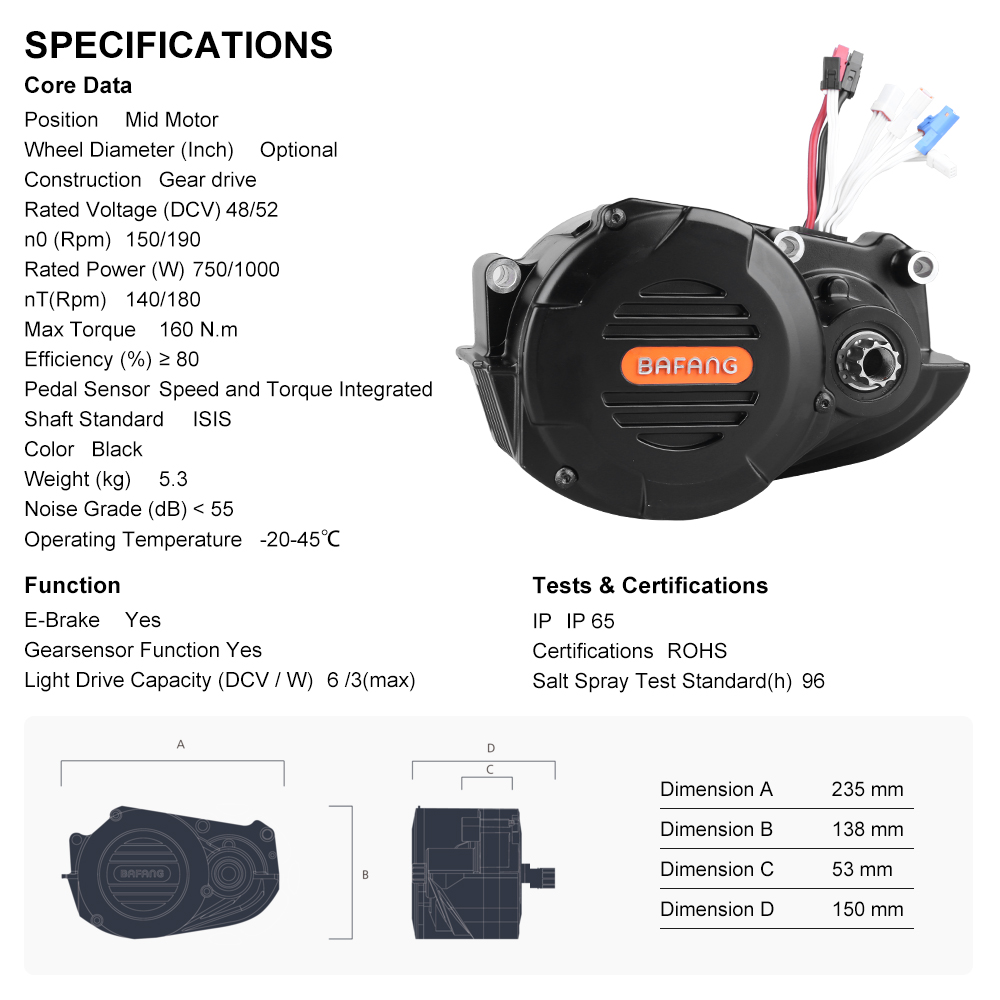 Bafang M620 G510 1000W Orta Ta - Mid Drive Motor Kit 52V 1000W incelemesi ve fiyatı